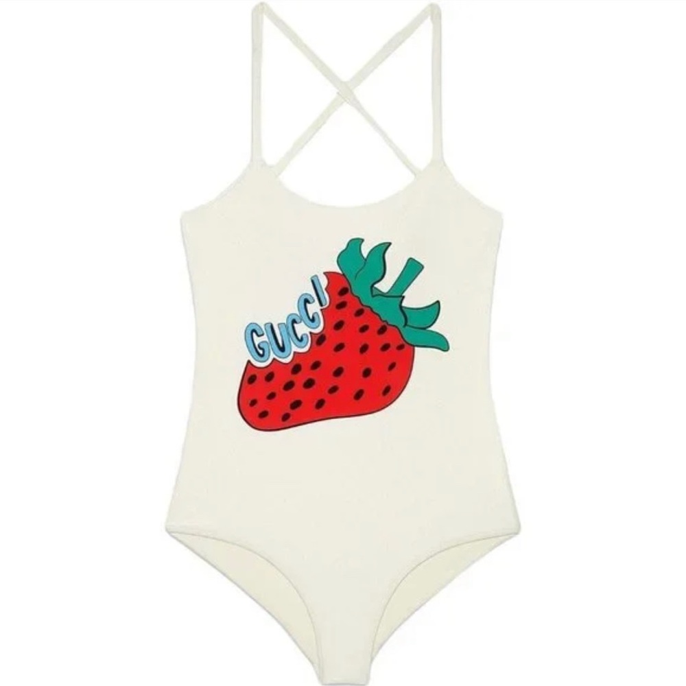 GUCCI
Off-White Strawberry One-Piece Swimsuit